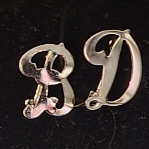 Vintage Sterling Silver Inial B and Initial D pins